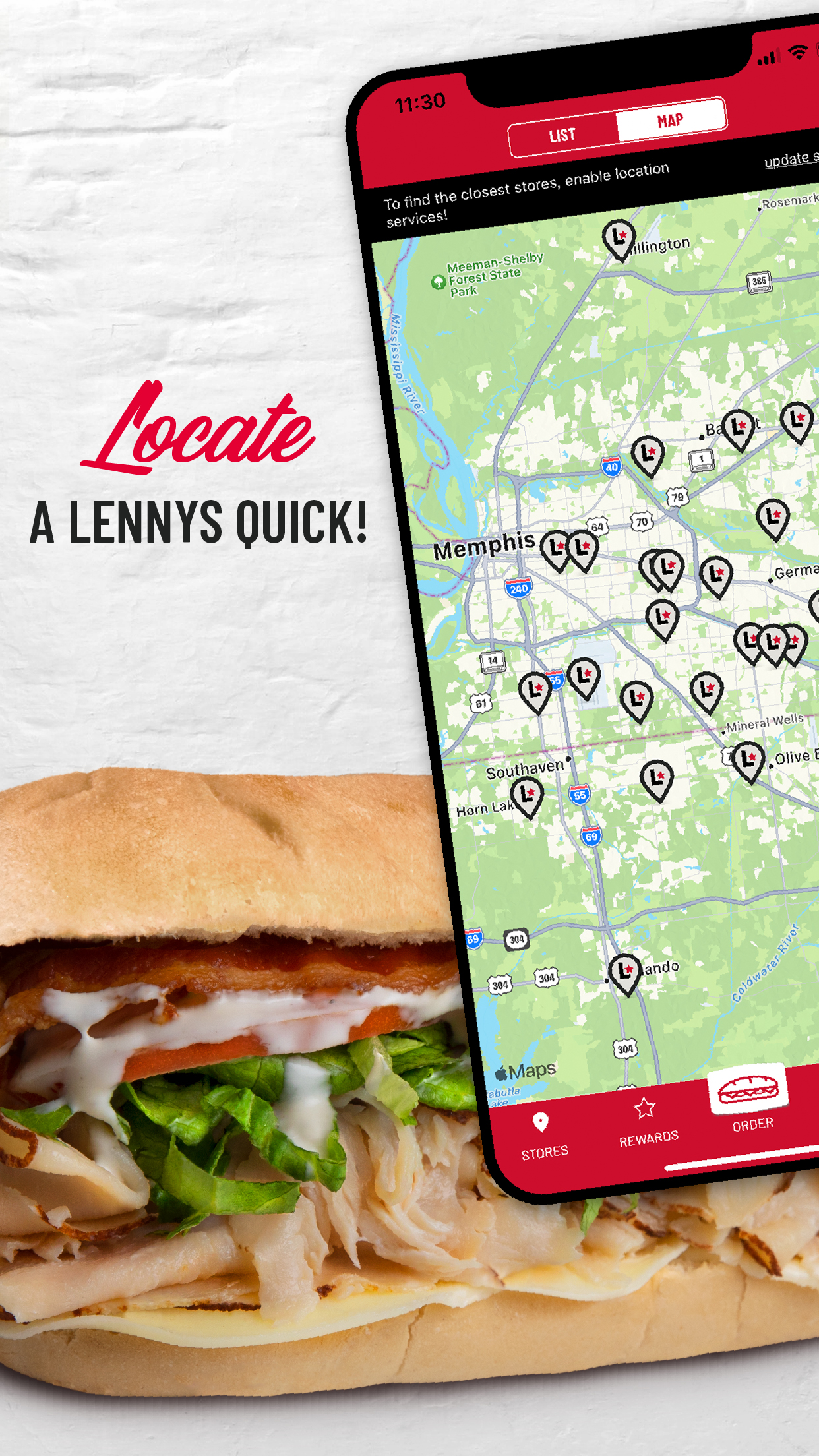 Lennys rewards app, order Lennys, Lennys app. Locate a Lennys.